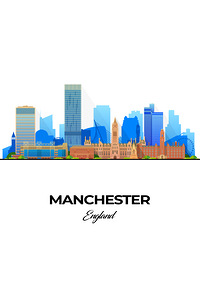 Manchester England City Skyline Print