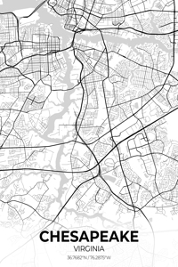 Chesapeake Virginia City Map Print