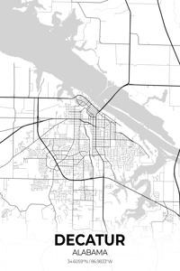 Decatur Alabama City Map Print