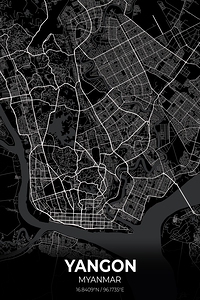 Yangon Myanmar City Map Print