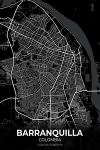 Barranquilla Colombia City Map Print