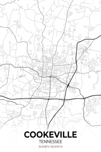 Cookeville Tennessee City Map Print