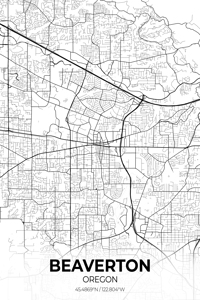 Beaverton Oregon City Map Print