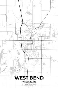 West Bend Wisconsin City Map Print