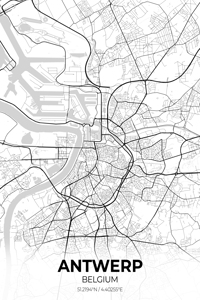 Antwerp Belgium City Map Print