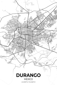 Durango Mexico City Map Print