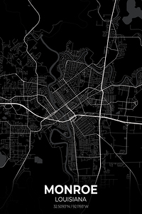Monroe Louisiana City Map Print