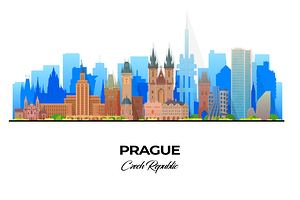 Prague Czech Republic City Skyline Print