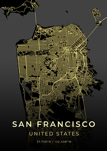 San Francisco California City Map Print