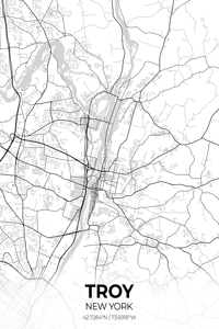Troy New York City Map Print