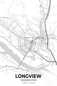 Longview Washington City Map Print
