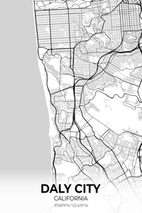 Daly City California City Map Print
