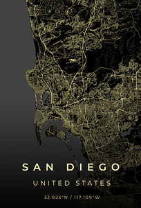 San Diego California City Map Print