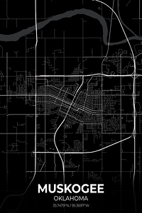 Muskogee Oklahoma City Map Print