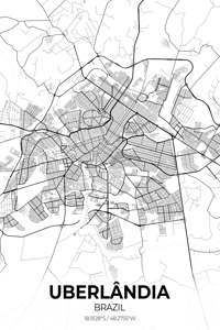 Uberlandia Brazil City Map Print