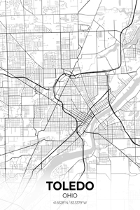 Toledo Ohio City Map Print