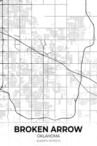 Broken Arrow Oklahoma City Map Print