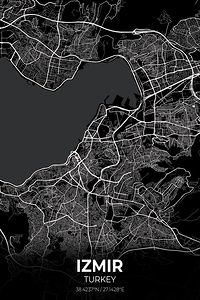 Izmir Turkey City Map Print