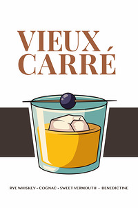 Cocktails Posters Flat Vector 24 Vieux Carré ai