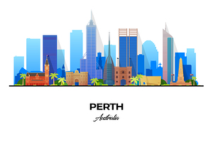 Perth Australia City Skyline Print