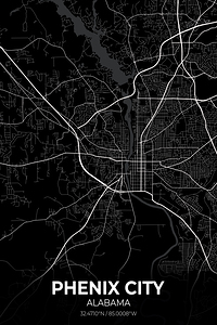 Phenix City Alabama City Map Print