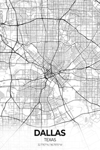 Dallas Texas City Map Print