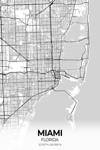 Miami Florida City Map Print
