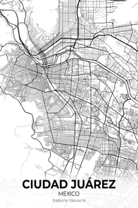 Ciudad Juarez Mexico City Map Print