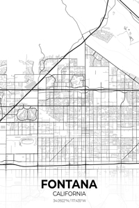 Fontana California City Map Print