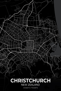 Christchurch New Zealand City Map Print