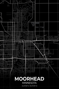 Moorhead Minnesota City Map Print
