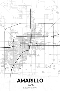 Amarillo Texas City Map Print