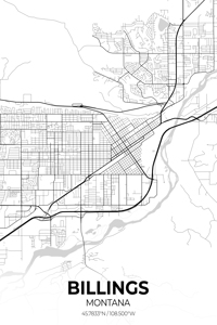 Billings Montana City Map Print
