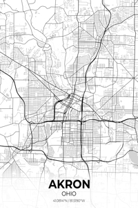 Akron Ohio City Map Print