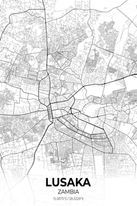 Lusaka Zambia City Map Print