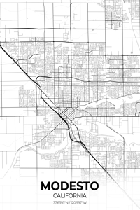 Modesto California City Map Print