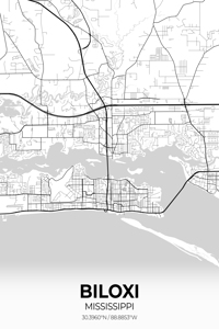 Biloxi Mississippi City Map Print