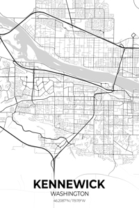 Kennewick Washington City Map Print