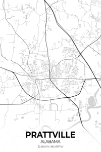 Prattville Alabama City Map Print