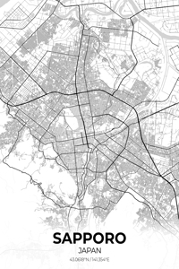 Sapporo Japan City Map Print