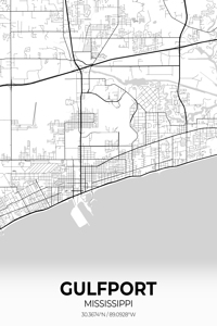 Gulfport Mississippi City Map Print