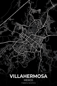 Villahermosa Mexico City Map Print