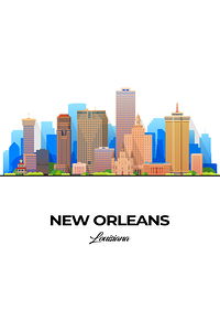 New Orleans Louisiana City Skyline Print