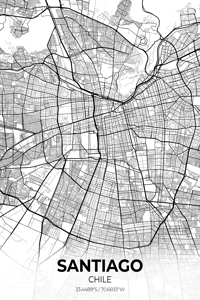 Santiago Chile City Map Print