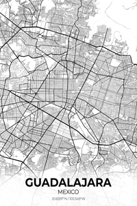Guadalajara Mexico City Map Print