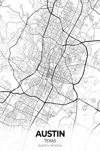 Austin Texas Map Print