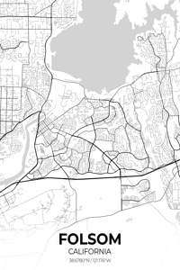 Folsom California City Map Print