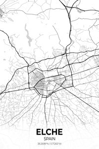 Elche Spain City Map Print