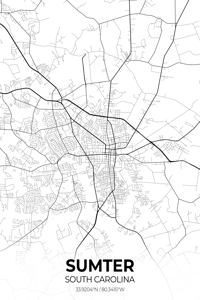 Sumter South Carolina City Map Print