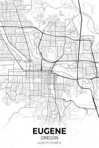 Eugene Oregon City Map Print